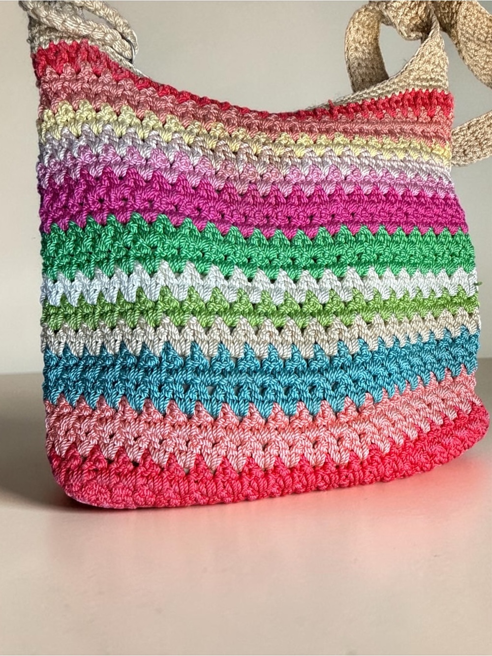 SAK Handcrafted Multicolor Crochet Shoulder Bag